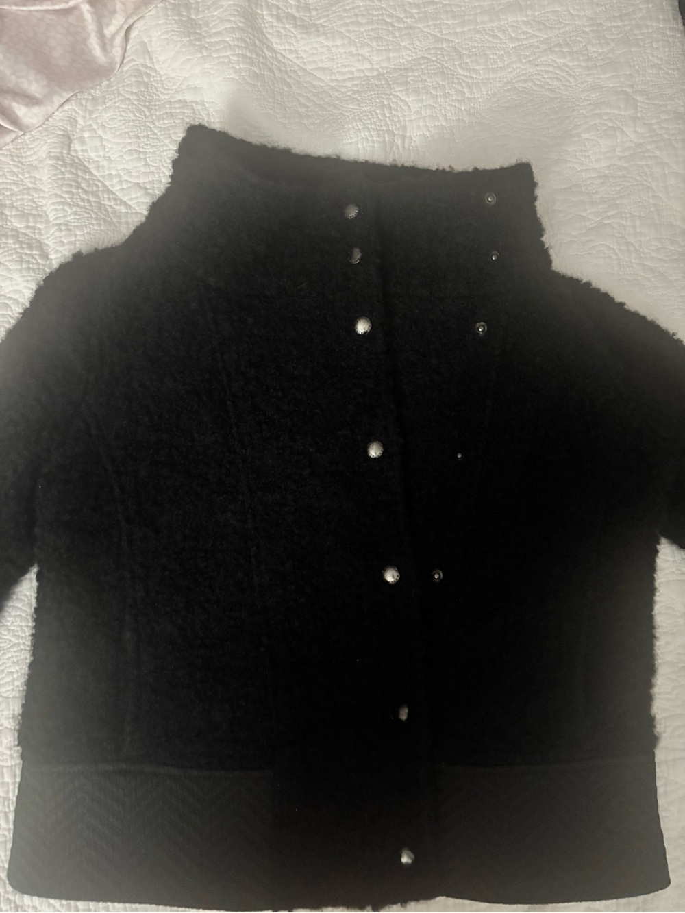 Banana Republic Black Bouclé Snap-Front Jacket